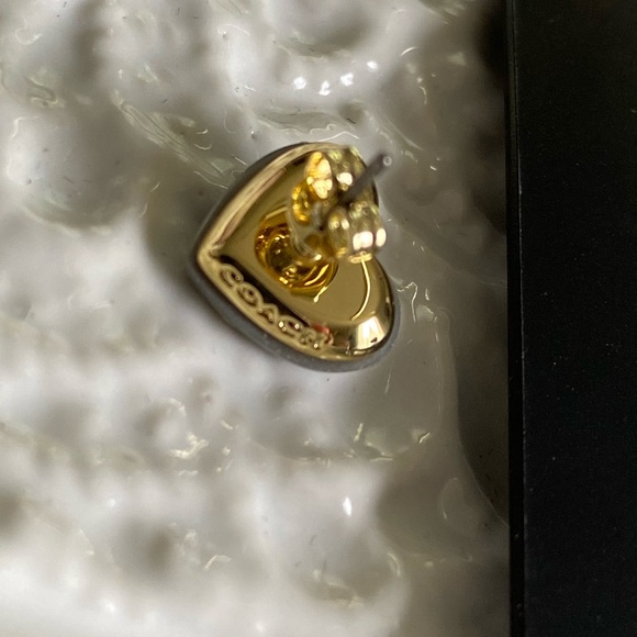 NWT! Beautiful Coach heart earrings with logo. Authentic Coach brand. - Picture 5 of 11